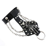 Punk Rock Leather Skull Bracelet Chain