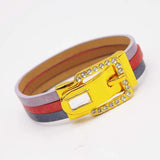 Wide Leather Bracelet for Women with Magnet Buckle