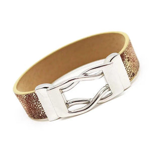 Wide Leather Bracelet for Women with Magnet Buckle