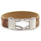 Wide Leather Bracelet for Women with Magnet Buckle