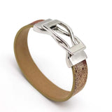 Wide Leather Bracelet for Women with Magnet Buckle