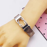 Wide Leather Bracelet for Women with Magnet Buckle