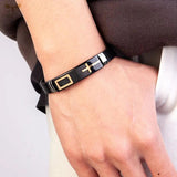Religion Jewelry Leather Bangles Stainless Steel Bracelets for Man Women
