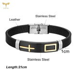 Religion Jewelry Leather Bangles Stainless Steel Bracelets for Man Women