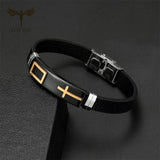 Religion Jewelry Leather Bangles Stainless Steel Bracelets for Man Women