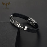 Religion Jewelry Leather Bangles Stainless Steel Bracelets for Man Women