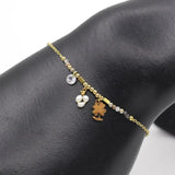 Bohemian Clover Pendant Stainless Steel Chain Bracelet