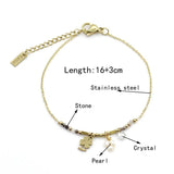 Bohemian Clover Pendant Stainless Steel Chain Bracelet