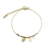 Bohemian Clover Pendant Stainless Steel Chain Bracelet