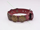 Antique Brass Southwest Floral Concho Studded Leathercraft Brown Leather Bracele