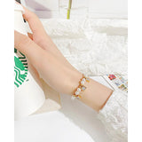 Pearl Texture Stainless Steel Bracelet with Zircon