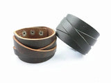 Wide Leather Cuff Wraped Bangles Punk Rock Vintage Men Double Braided Bracelet