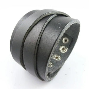 Wide Leather Cuff Wraped Bangles Punk Rock Vintage Men Double Braided Bracelet