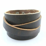 Wide Leather Cuff Wraped Bangles Punk Rock Vintage Men Double Braided Bracelet