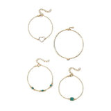 Green Crystal Heart Bracelets for Women Vintage Cuff Bangle Jewelry