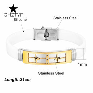 Heartbeat Bracelet Rubber Belt - Stainless Steel Jewelry