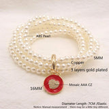 Heart/Feather/Smile Charm Bracelets Women ABS Pearls Multilayer Elastic Bangles