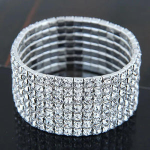 Crystal Rhinestone Elastic Bracelet Bling Wristband Wedding Bridal Jewelry