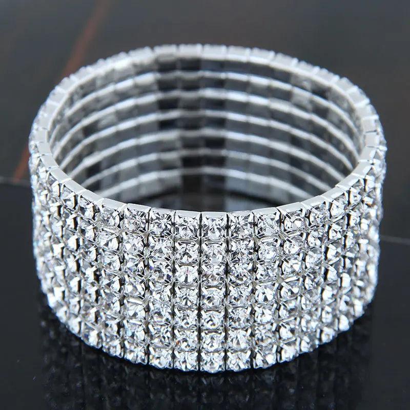 Crystal Rhinestone Elastic Bracelet Bling Wristband Wedding Bridal Jewelry