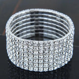 Crystal Rhinestone Elastic Bracelet Bling Wristband Wedding Bridal Jewelry