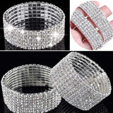 Crystal Rhinestone Elastic Bracelet Bling Wristband Wedding Bridal Jewelry