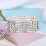 Crystal Rhinestone Elastic Bracelet Bling Wristband Wedding Bridal Jewelry