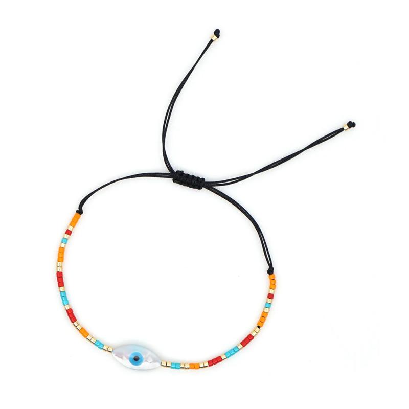 Boho Summer Rainbow Bracelet Colorful Tila Beads Evil Eye Jewelry Gift