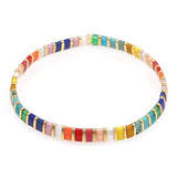 Boho Summer Rainbow Bracelet Colorful Tila Beads Evil Eye Jewelry Gift