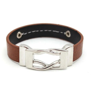 Women's Leather Bracelet Circle Charm Magnet Buckle Clasp