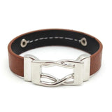 Women's Leather Bracelet Circle Charm Magnet Buckle Clasp