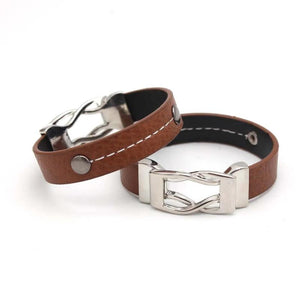 Women's Leather Bracelet Circle Charm Magnet Buckle Clasp