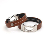 Women's Leather Bracelet Circle Charm Magnet Buckle Clasp