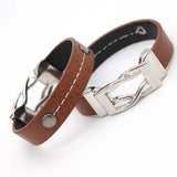 Women's Leather Bracelet Circle Charm Magnet Buckle Clasp