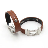 Women's Leather Bracelet Circle Charm Magnet Buckle Clasp