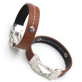 Women's Leather Bracelet Circle Charm Magnet Buckle Clasp