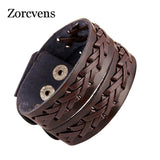 Brown Leather Braided Cuff Bangles Wristband Wrap Bracelet