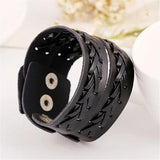 Brown Leather Braided Cuff Bangles Wristband Wrap Bracelet