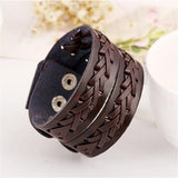 Brown Leather Braided Cuff Bangles Wristband Wrap Bracelet