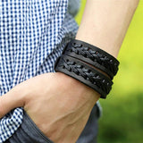 Brown Leather Braided Cuff Bangles Wristband Wrap Bracelet