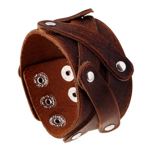 Vintage Brown Leather Wrap Bracelet Cuff