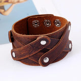 Vintage Brown Leather Wrap Bracelet Cuff