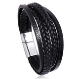 Men's Brown Leather Bracelet with Magnetic Clasp