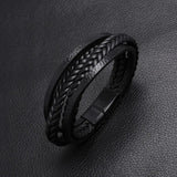 Men's Brown Leather Bracelet with Magnetic Clasp