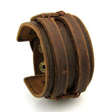 KOtik Vintage Leather Bracelet Men Punk Retro Multilayer