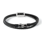 Braided Double Layers Bracelet for Men Infinity Bar Stainless Steel Charm Bangle