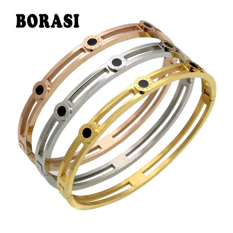 Roman Numerals Bracelet Stainless Steel Hollow Roman Numbers Cuff Bangle Bracele