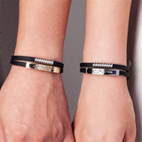 Vintage Stainless Steel Wing Bracelet Rubber Wristband Couple Jewelry