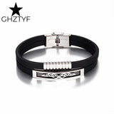 Vintage Stainless Steel Wing Bracelet Rubber Wristband Couple Jewelry