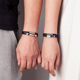 Vintage Stainless Steel Wing Bracelet Rubber Wristband Couple Jewelry