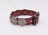 Antique Southwest Flower Concho Studded Leather Bracelet